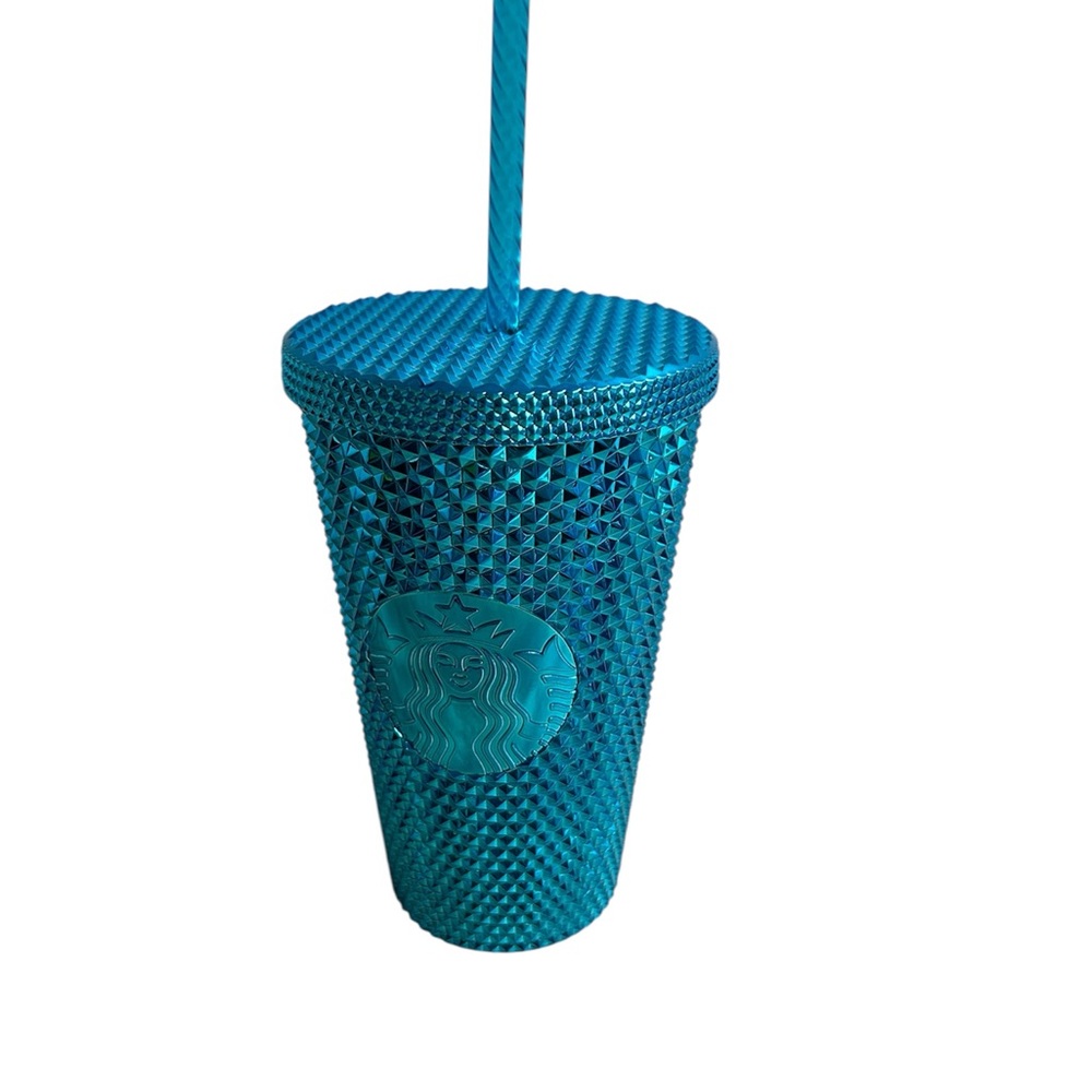 Starbucks Tumbler Summer 2023 Blue Chrome Teal Studded 16 oz Limited Edition NWT